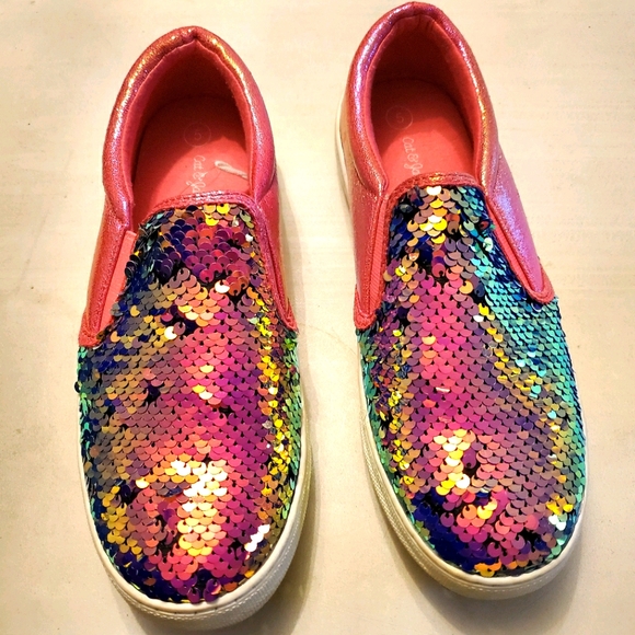 Cat & Jack Other - Metallic Flip Sequin Girls Slip on Sneakers